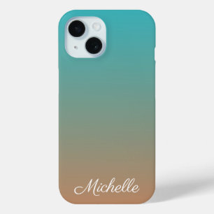 Coque Pour iPhone 15 Personnalisé brun et bleu ombre