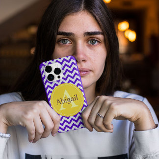 Coque Pour iPhone 14 Pro Personnalisé Chevron Lavande Lilac Jaune