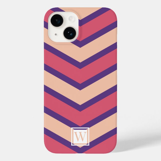 Coques Case-Mate iPhone Personnalisé Chevron Monogramme rose doux bleu pou (Verso)