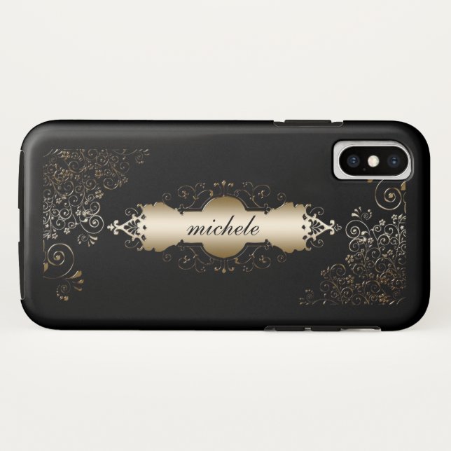 Coques Case-Mate iPhone Personnalisé Gold et Black (Dos (Horizontal))