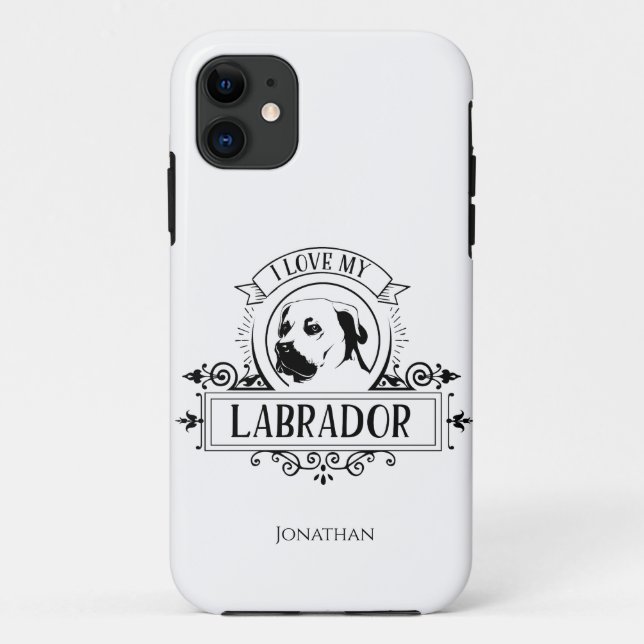 Coques Case-Mate iPhone Personnalisé J'aime mon Labrador (Dos)