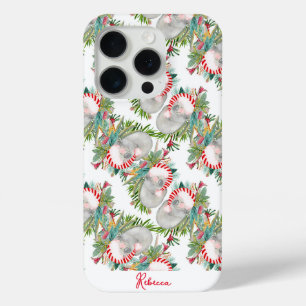 Coque iPhone 15 Pro Personnalisé Koala Christmas Blanc