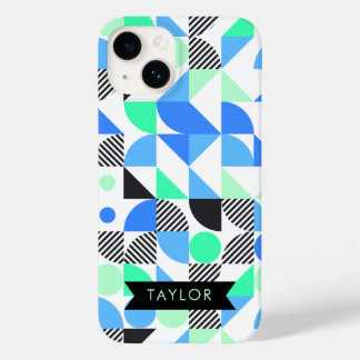Coque Pour iPhone 14 Personnalisé Moderne Monnaie Bleue Géométrique
