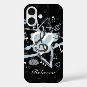 Coques iPhone 16 Personnalisé Musical Star note designer motif