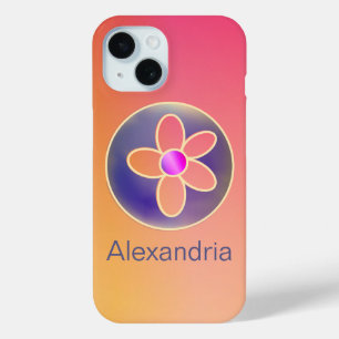 Coque Pour iPhone 15 Personnalisé Orange Ombre Retro Floral