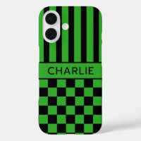 Personnalisé rayé à carreaux noir et vert