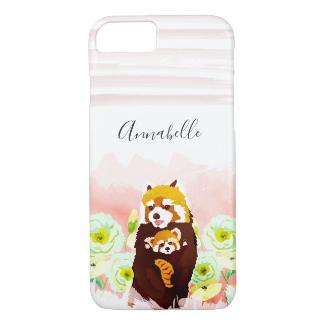 Coques Case-Mate iPhone Personnalisé rose floral rouge Panda iPhone 8/7 Co (Dos)
