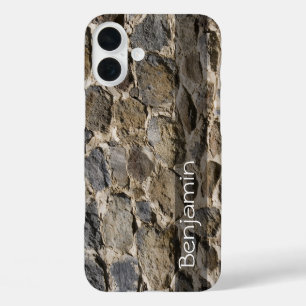 Coques iPhone 16 Plus Personnalisé Rustic Rock Wall Photographie Abstrai