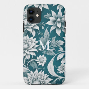 Case-Mate iPhone Case Personnalisé Turquoise et blanc Botanique