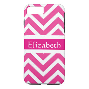 Coque iPhone 8 Plus/7 Plus Personnalisé Zigzag Chevron Motif rose et blanc