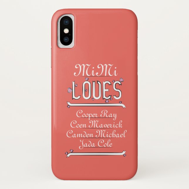 Coques Case-Mate iPhone Personnalisée, Mimi aime ses 4 grands (Dos)