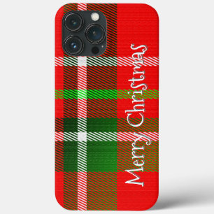 iPhone 13 Pro Max Coque Personnaliser "Joyeux Noël" Tartan Plaid Motif