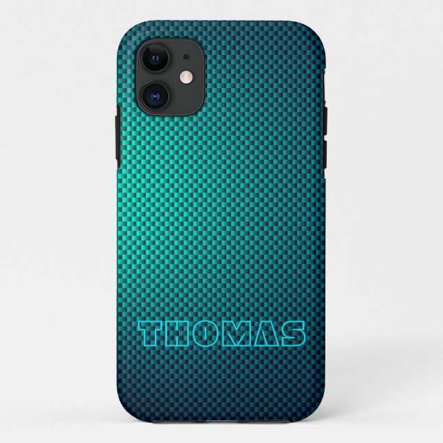Coques Case-Mate iPhone Personnaliser la fibre de carbone Blue Aqua (Dos)