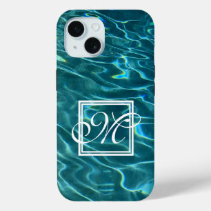 Coque Pour iPhone 15 Personnaliser le monogramme des vagues océaniques 