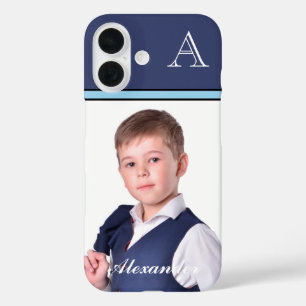 Coques iPhone 16 Personnaliser le monogramme photo moderne personna
