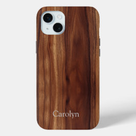 Coque iPhone 15 Mini Personnaliser Mahogany Faux Woodgrain