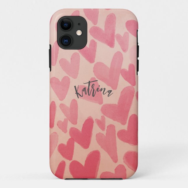Coques Case-Mate iPhone Personnalisez les Coeurs Éparpillés Rose (Dos)