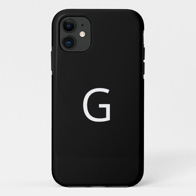 Coques Case-Mate iPhone Personnalisez votre monogramme, blanc sur noir (Dos)