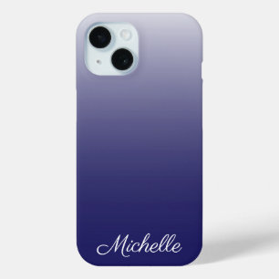 Coque Pour iPhone 15 Personnalized gradient ombre navy blue