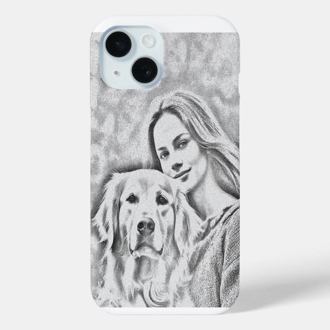 Coques Case-Mate iPhone Pet Photo Amoureux des chiens crayon dessin iPhone (Verso)