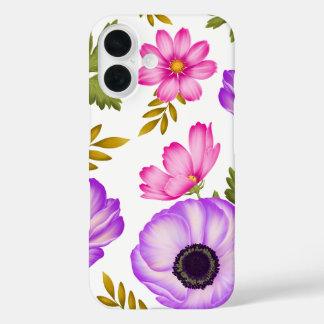 Coques iPhone 16 Pétales en Harmonie - Anemone et Cosmos