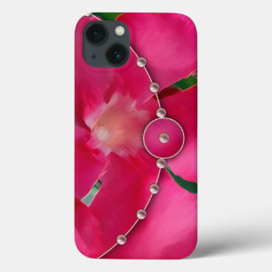 iPhone 13 Coque Pétales et perles roses