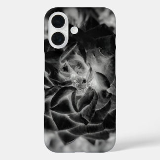 Coques iPhone 16 Pétales noir et blanc