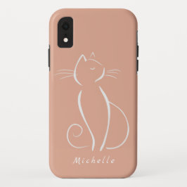 Case-Mate iPhone Case Petit chat blanc sur rose Ajouter un nom Coque-mat