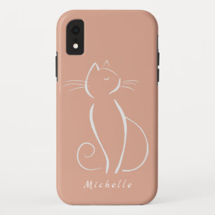 Case-Mate iPhone Case Petit chat blanc sur rose Ajouter un nom Coque-mat