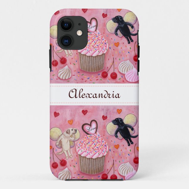 Coques Case-Mate iPhone Petit gâteau et fées personnalisés de Labrador (Dos)