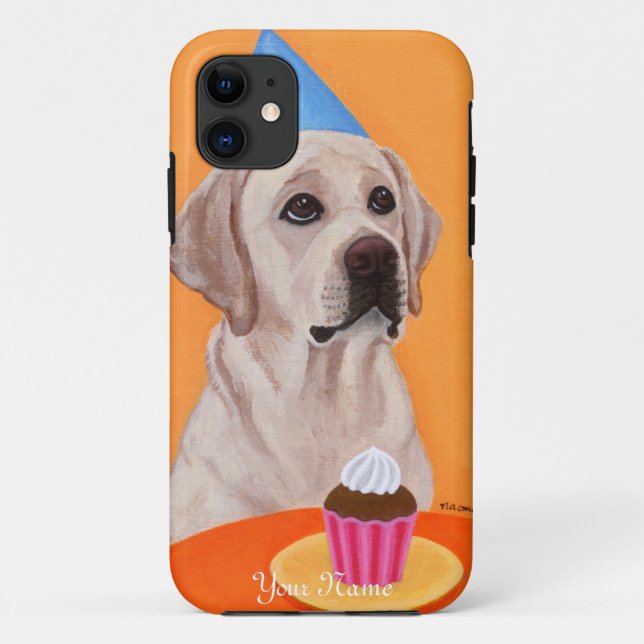 Coques Case-Mate iPhone Petit gâteau jaune personnalisé d'anniversaire de (Dos)