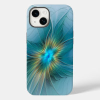 Petite Beauté Moderne Bleu Or Fractal Art Flower