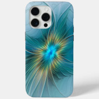 Petite Beauté Moderne Bleu Or Fractal Art Flower