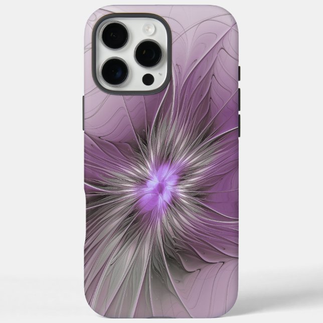 Coques Case-Mate iPhone Petite Beauté Moderne Mauve Grey Fractal Art Flowe (Verso)
