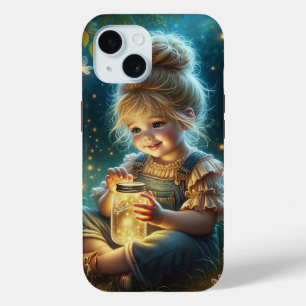Coque Pour iPhone 15 Petite Fille Avec Des Bugs Éclair
