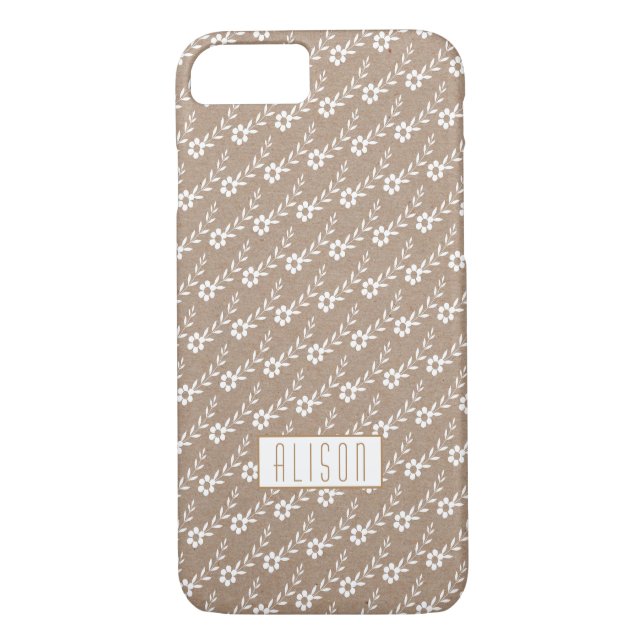 Coques Case-Mate iPhone Petites fleurs blanches sur papier kraft fleurs ru (Dos)
