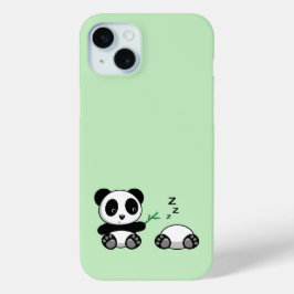 Coque iPhone 15 Mini Petites pandas mignonnes sur vert