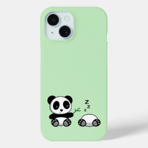 Coque Pour iPhone 15 Petites pandas mignonnes sur vert