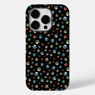 Coque Pour iPhone 14 Pro Petites pattes de chien colorées et transparentes
