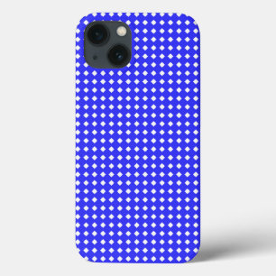 iPhone 13 Case Petits carrés de diamants motif bleu cobalt blanc