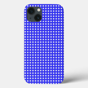 Coques Pour iPhone Petits carrés de diamants motif bleu cobalt blanc