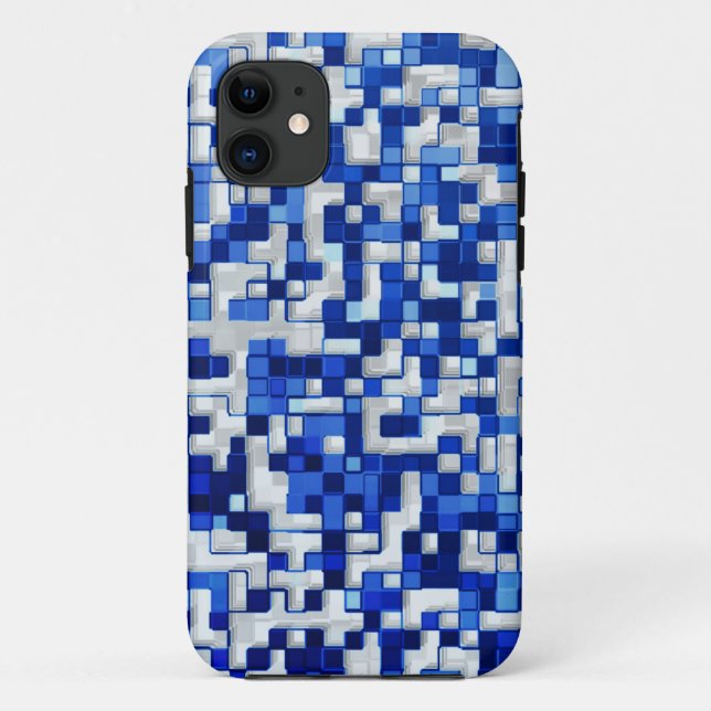 Coques Case-Mate iPhone Petits carrés, tons bleus avec blanc (Dos)