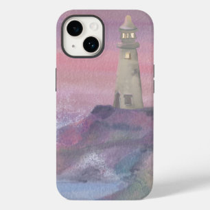 Coque Pour iPhone 14 Phare Côtier Bluff Avec Ciel Rose