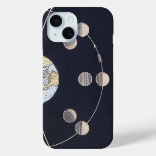 Coque Pour iPhone 15 Phases de la Lune avec Terre et Soleil, Astronomie