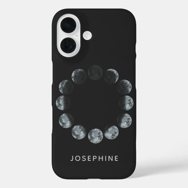 Coques Case-Mate iPhone Phases de lune d'aquarelle noire personnalisées (Verso)