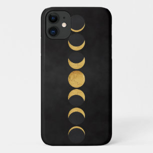 Case-Mate iPhone Case Phases de lune en or avec texture noire arrière -