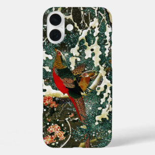 Coques iPhone 16 Plus Pheasants à Snow, Pine Tree, Roses, Japanese Flora