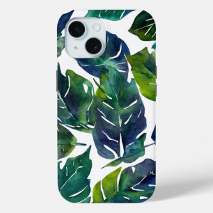 Coque Pour iPhone 15 Philodendron vert et bleu du feuillage Botanique
