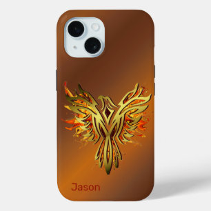 Coque Pour iPhone 15 Phoenix flammé sur bronze