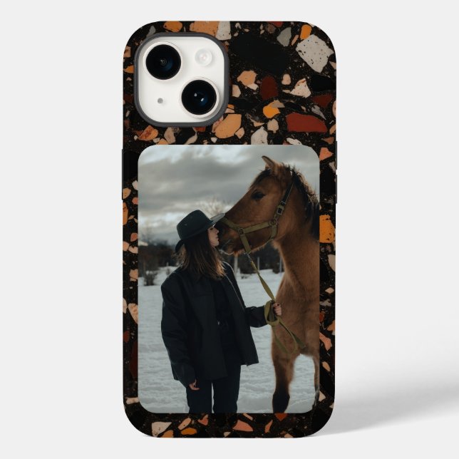 Coques Case-Mate iPhone Photo Cheval Personnalisé Motif équestre Terrazzo (Verso)